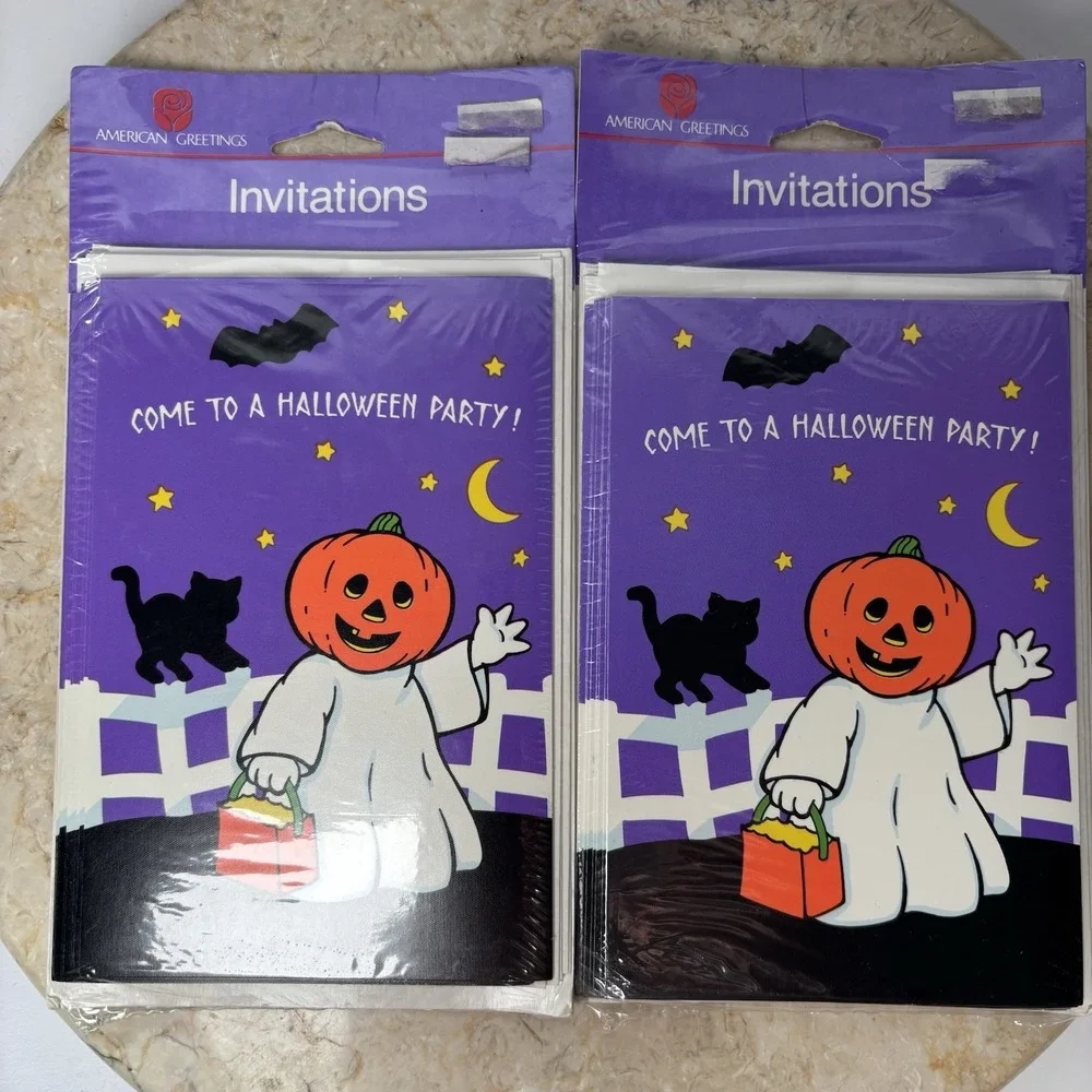 American Greetings‎ Forget Me Not Halloween Invitations 8 Cards 8 Envelopes NOS